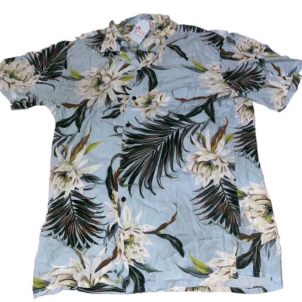 Mens Hawaii Hangover Hawaiian Luao Shirt, Wispy‎ Cerus Light Blue, XL